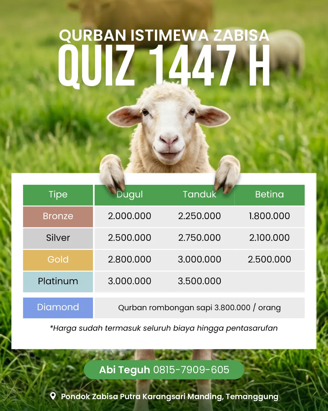 Daftar Harga Hewan Qurban 1447 H