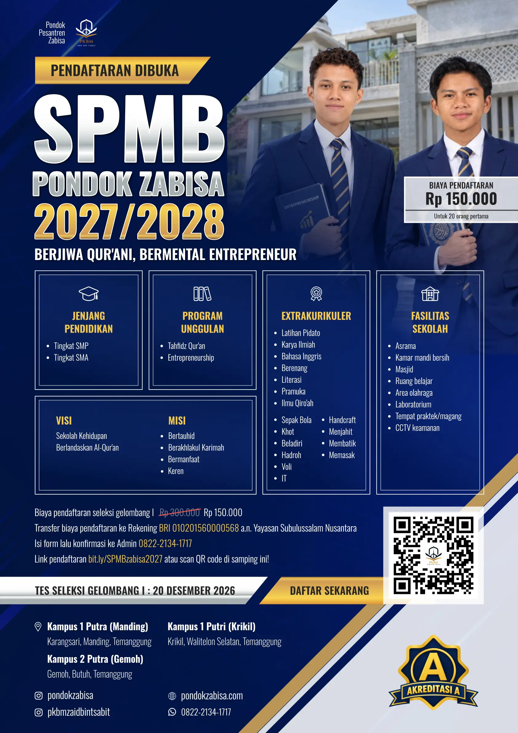 SPMB Pondok Zabisa Subulussalam Nusantara 2027-2028